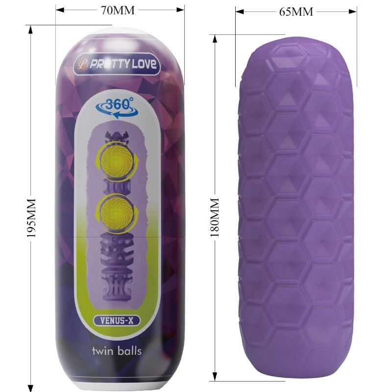 PRETTY LOVE - MASTURBADOR MASCULINO TWIN BALLS MORADO