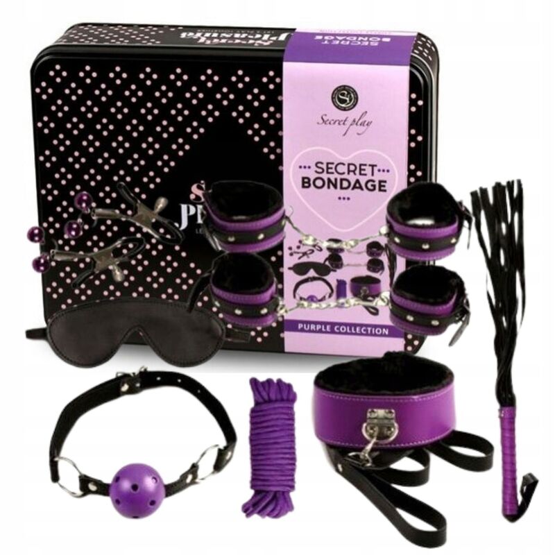 SECRETPLAY - ENSEMBLE BDSM 8 PIÈCES VIOLET / NOIR
