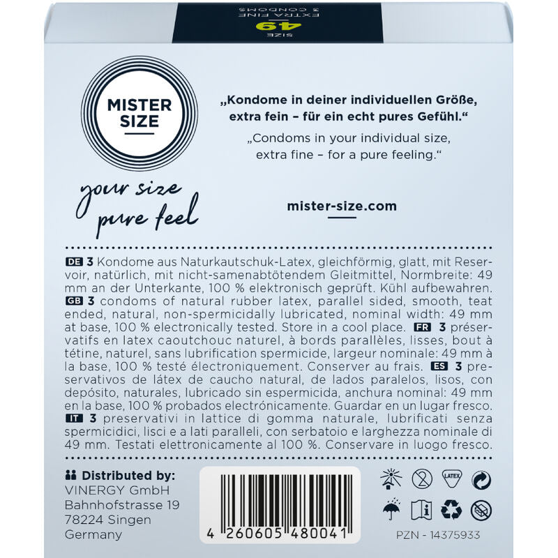 MISTER SIZE - PRESERVATIVO TALLA S 49 MM (3 UNIDADES)