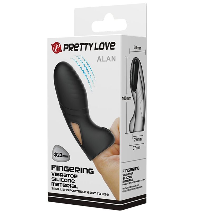 PRETTY LOVE - VIBROMASSEUR DE DOIGT EN SILICONE ALAN NOIR