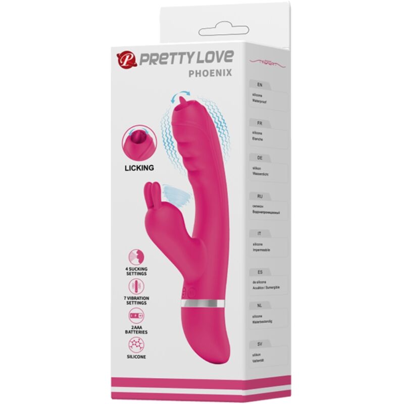 PRETTY LOVE - VIBROMASSEUR LAPIN MULTIFONCTIONS PHOENIX ROSE