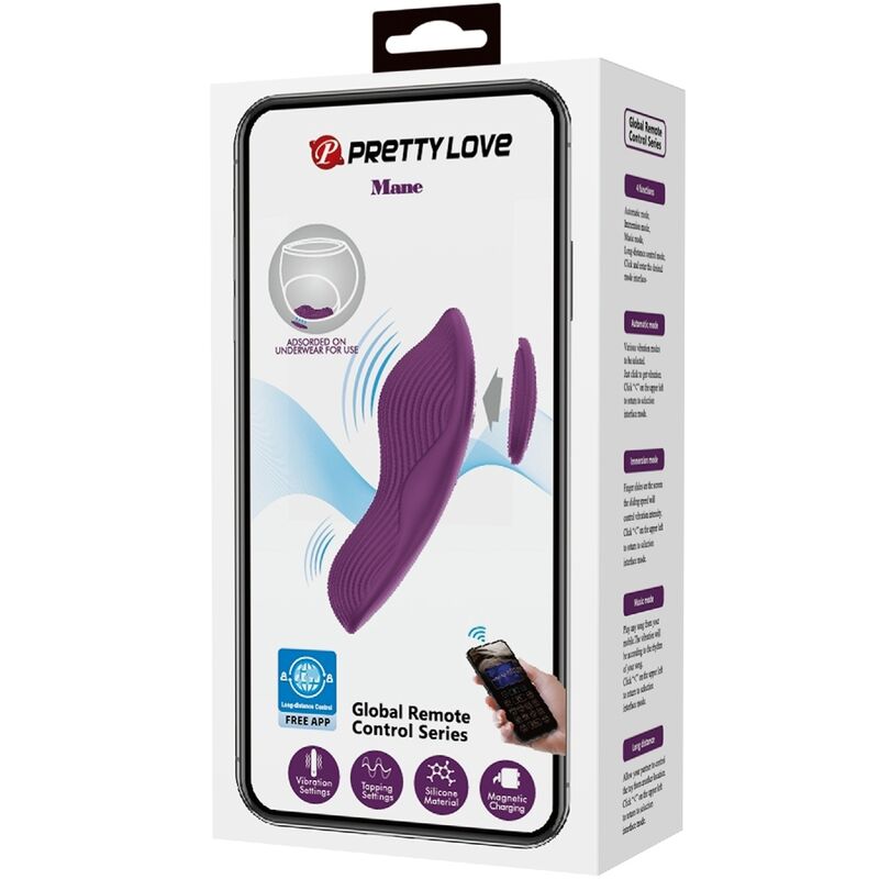 PRETTY LOVE - ESTIMULADOR DE CLÍTORIS MANE LAY CON 10 VIBRACIONES Y CONTROL REMOTO MORADO