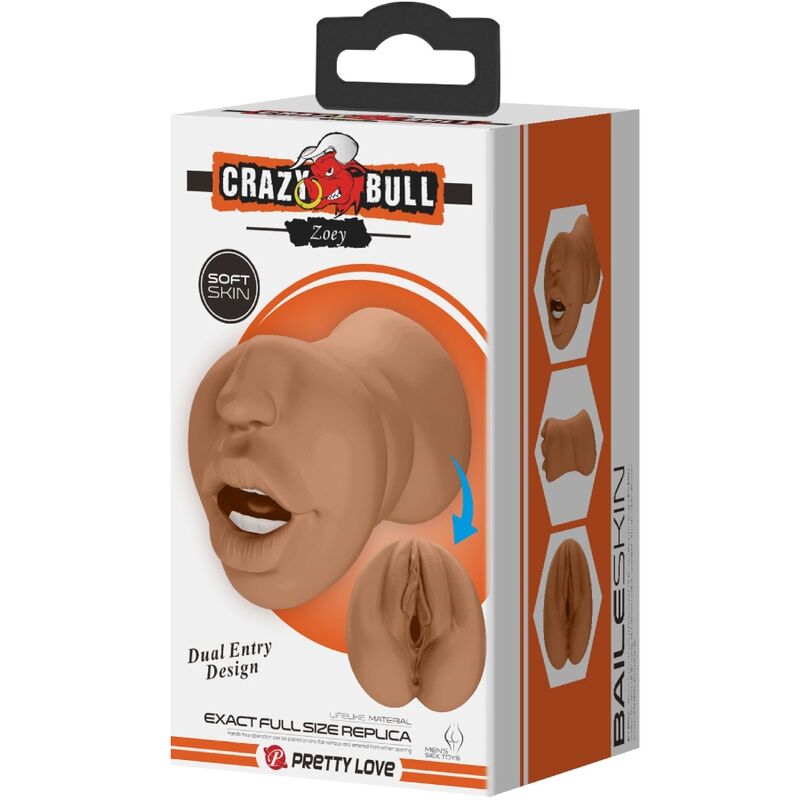 CRAZY BULL - MASTURBADOR DOBLE ZOEY BOCA Y VAGINA DE CARNE