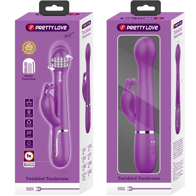 PRETTY LOVE - DEJON 3 IN 1 MULTIFUNCTION RABBIT VIBRATOR PURPLE