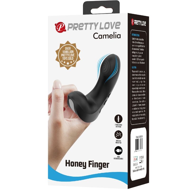 PRETTY LOVE - VIBROMASSEUR DE DOIGT CAMELIA 7 VIBRATIONS NOIR