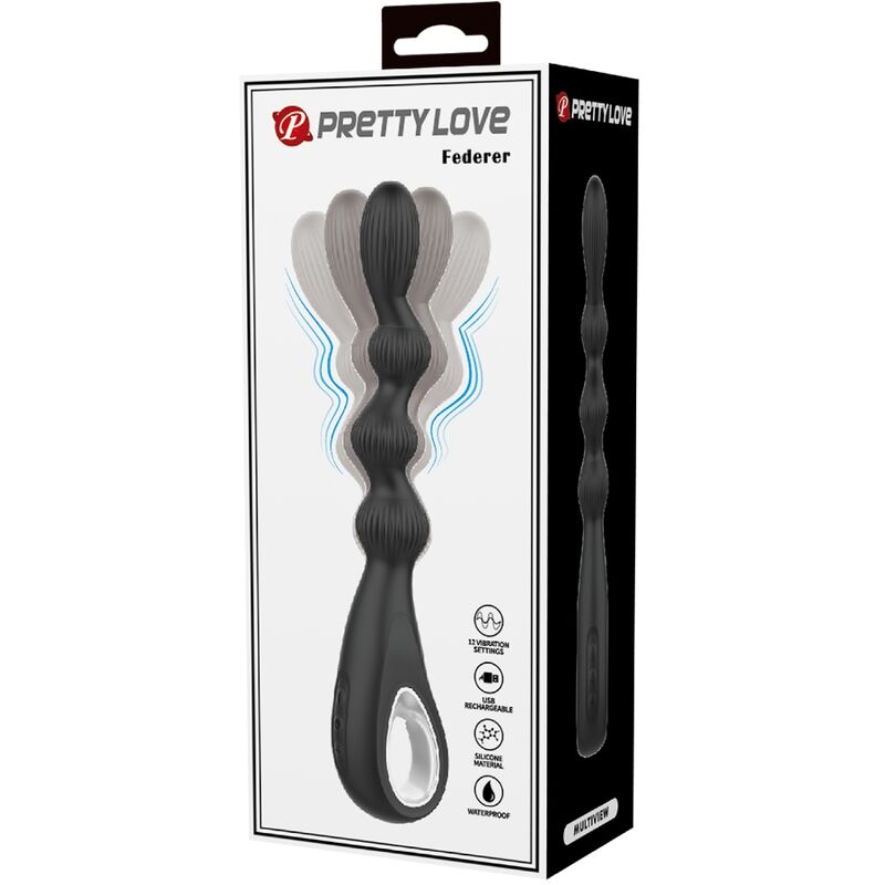 PRETTY LOVE - VIBREUR ANAL FEDERER 12 VIBRATIONS NOIR