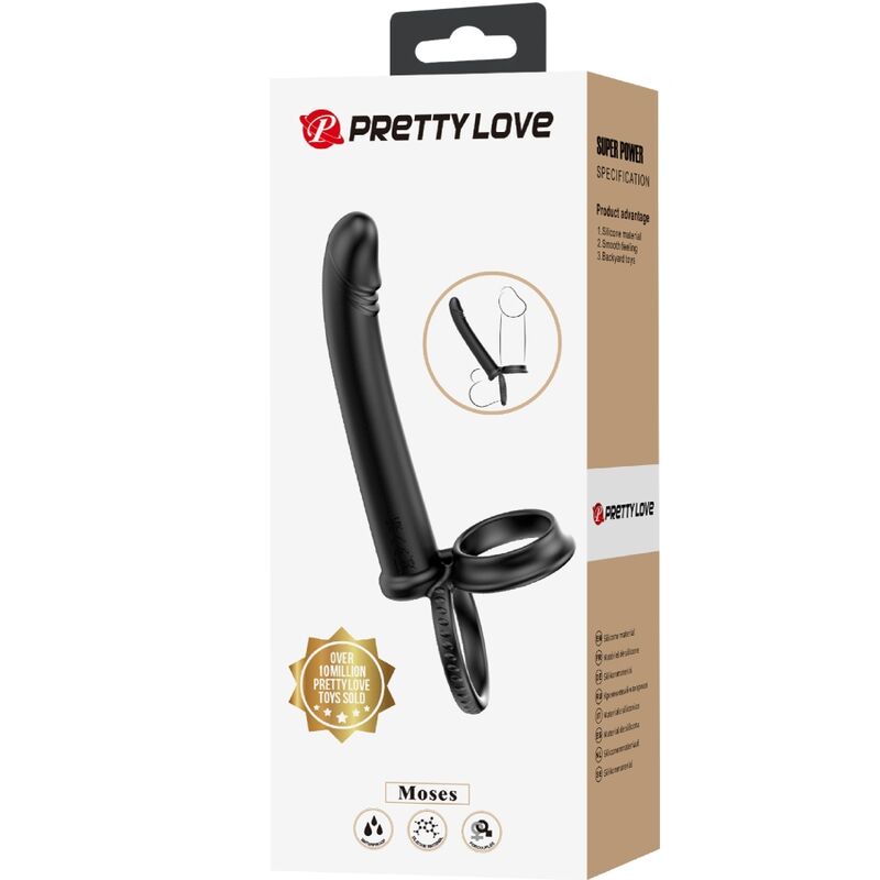 PRETTY LOVE - ANILLO PARA PENE DOBLE DE DOBLE PENETRACIÓN DILLION NEGRO