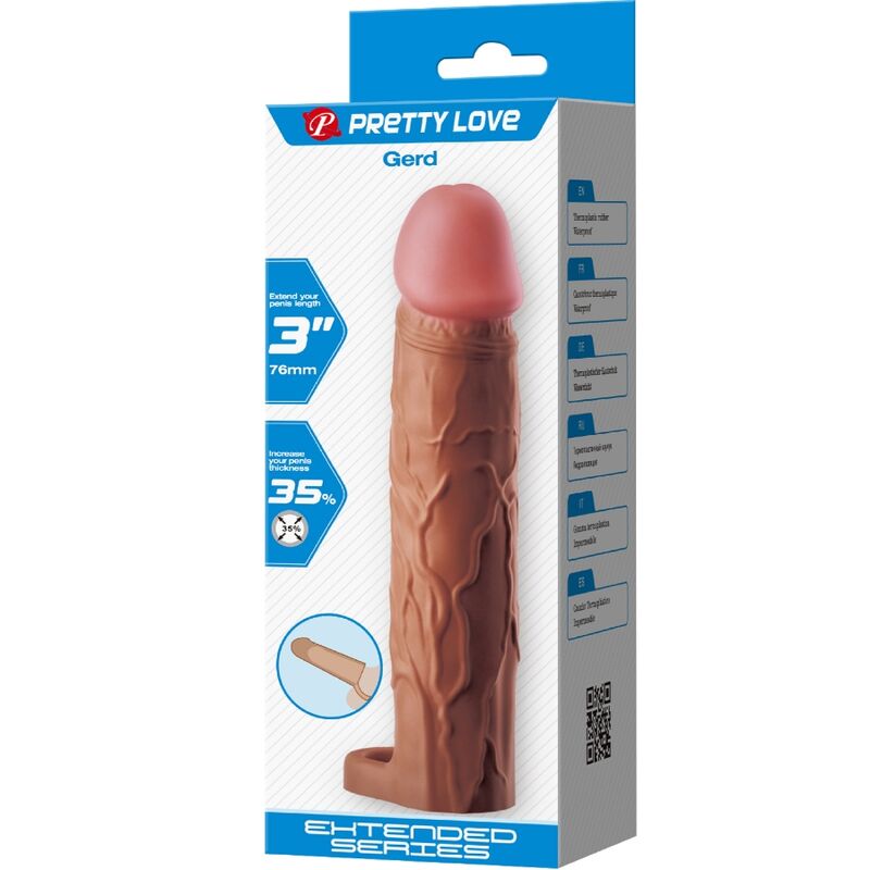 PRETTY LOVE - GERD PENIS SLEEVE WITH 7.6 CM EXTENSION MULATTO