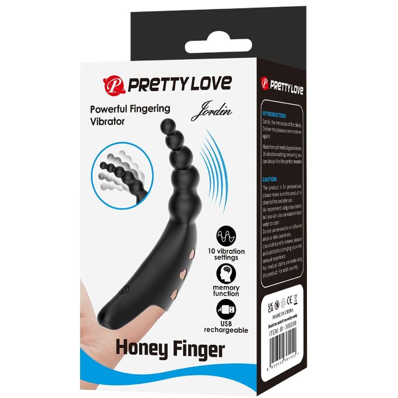 PRETTY LOVE - VIBRADOR DE DEDO JORDIN 10 VIBRACIONES NEGRO