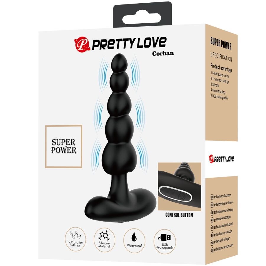 PRETTY LOVE - VIBREUR ANAL CORBAN 10 VIBRATIONS NOIR