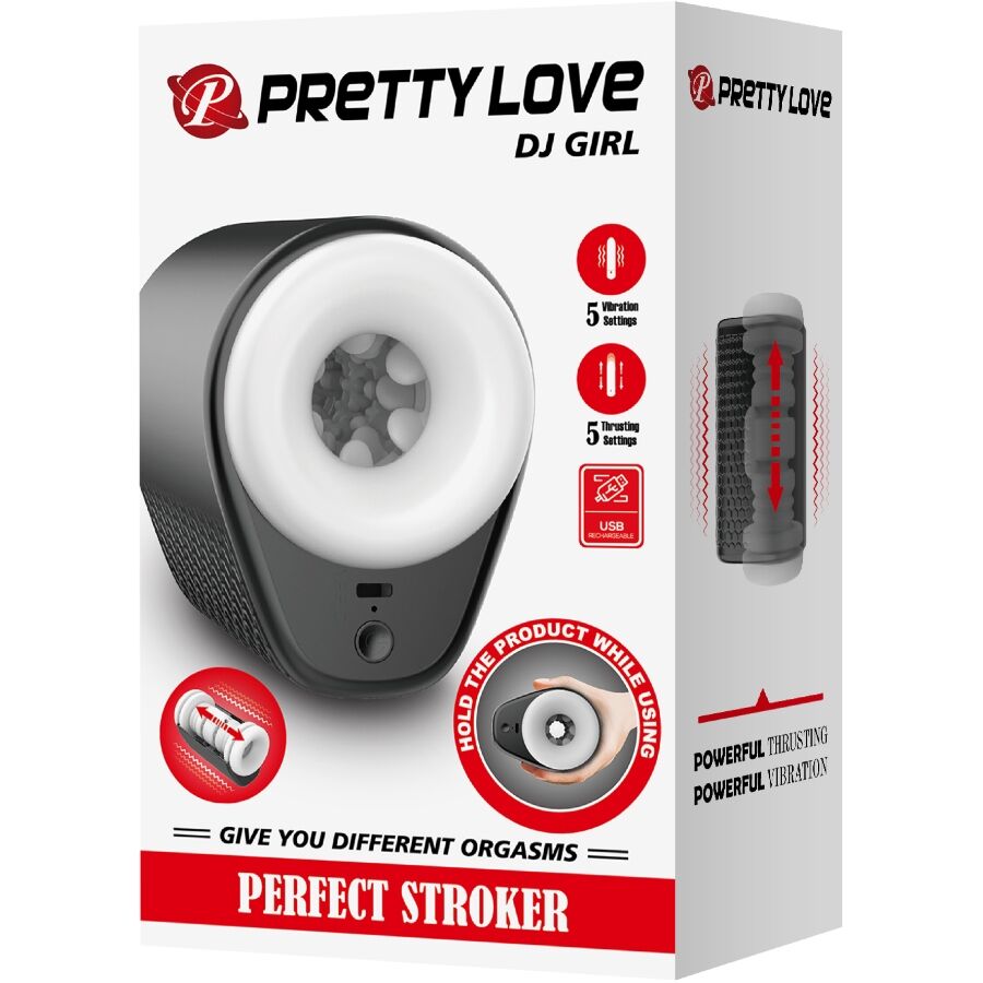 PRETTY LOVE - MASTURBATEUR MASCULIN DJ GIRL AVEC VIBRATION 5 MODES NOIR