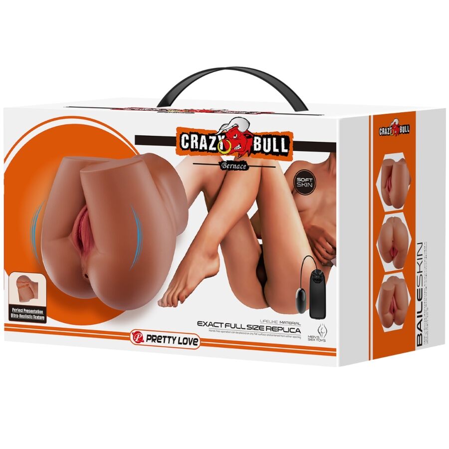 CRAZY BULL - VIBRADOR DE ANO BERNACE CON VAGINA Y ANO REALISTA Y CONTROL REMOTO