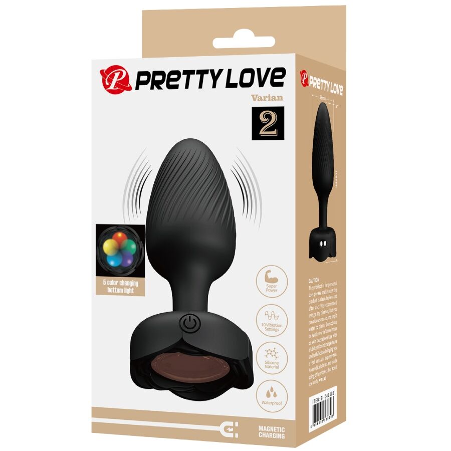 PRETTY LOVE - VARIAN PLUG ANAL AVEC LUMIÈRE LED NOIR 10,8 CM