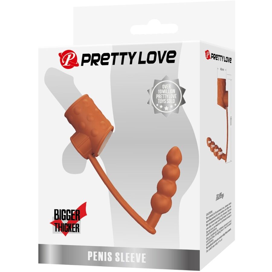 PRETTY LOVE - PENIS SLEEVE WITH ANAL PLUG NATURAL