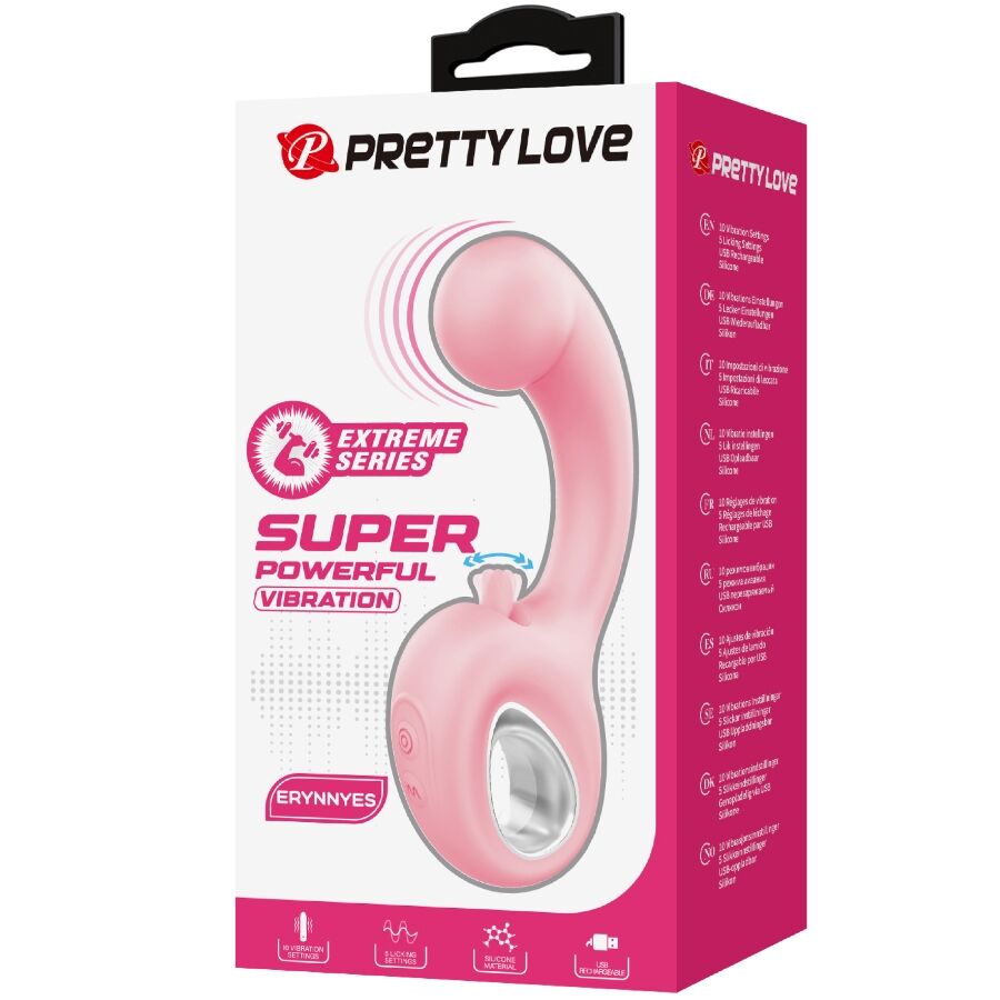 PRETTY LOVE - ERYNNYES G-SPOT VIBRATOR + CLITORIS STIMULATOR 10 VIBRATIONS PINK