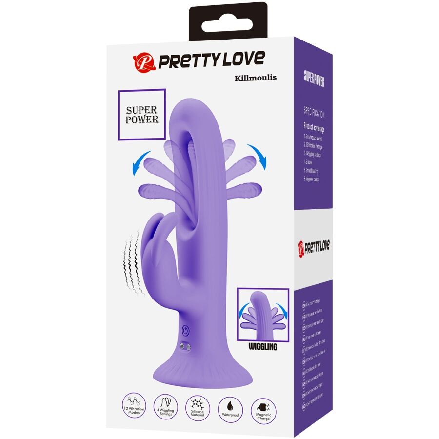 PRETTY LOVE - VIBRADOR CONEJITO KILLMOULIS 12 MODOS DE VIBRACIÓN MORADO