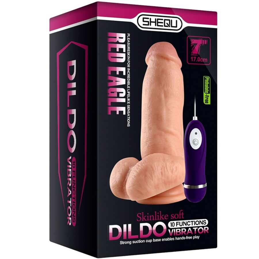 SHEQU - VIBROMASSEUR GODE AIGLE ROUGE AVEC TÉLÉCOMMANDE 17 CM