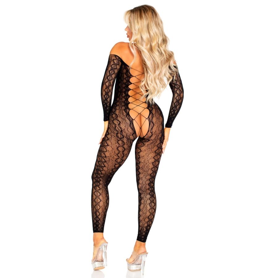 LEG AVENUE - COLLANT BODY SANS FOND EN DENTELLE SERPENT EXOTIQUE NOIRE