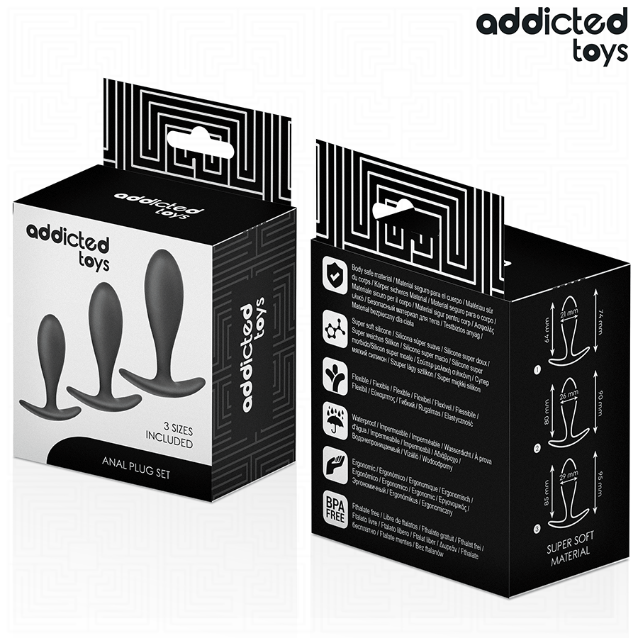 ADDICTED TOYS - CONJUNTO DE 3 TAPONES ANALES DE SILICONA MODELO 2