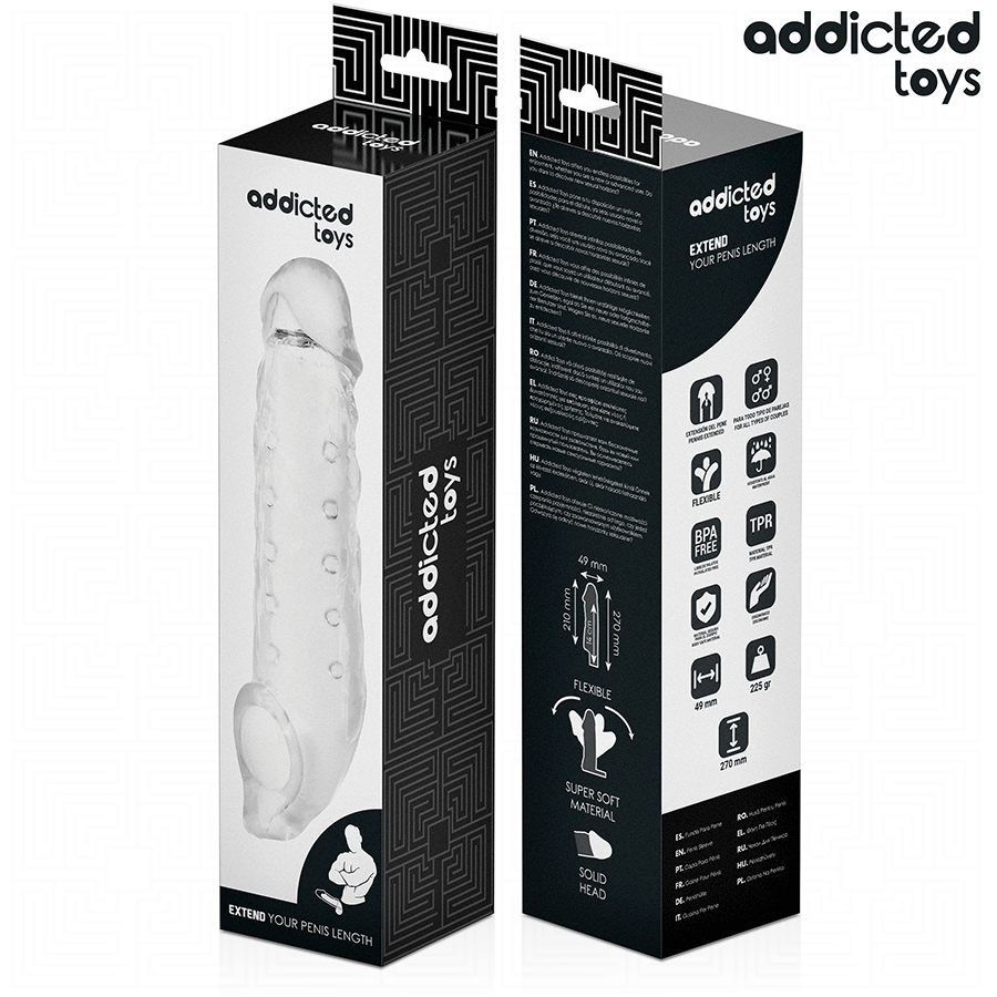 ADDICTED TOYS - EXTENSION PÉNIS TRANSPARENTE TAILLE S 23 CM