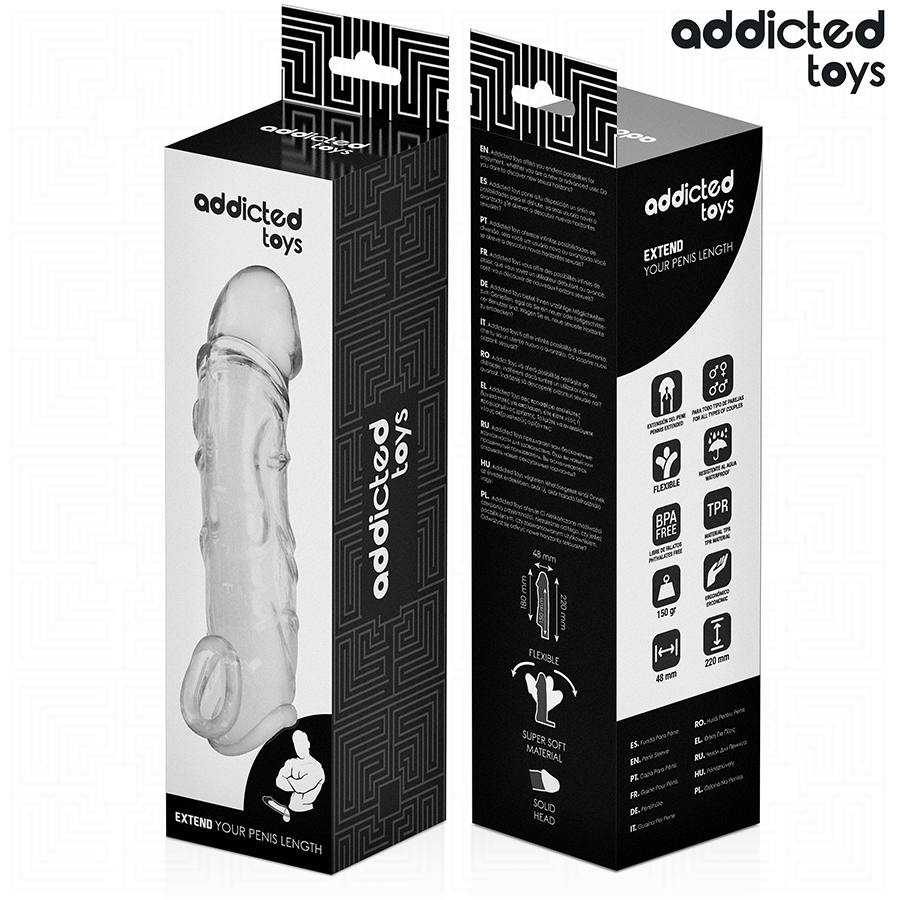 ADDICTED TOYS - EXTENSION PÉNIS TRANSPARENTE 27 CM