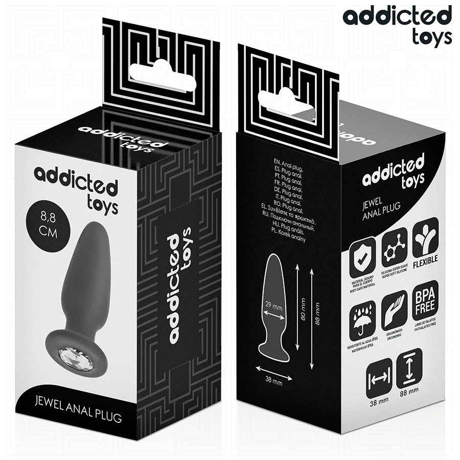 ADDICTED TOYS - PLUG ANAL AVEC BIJOU EN SILICONE TAILLE S 8,8 CM