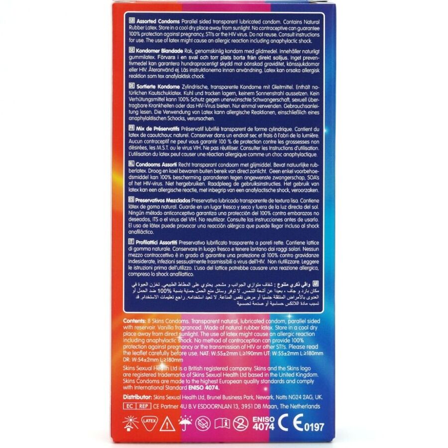 SKINS - PRÉSERVATIFS PREMIUM ASSORTIS PACK DE 8