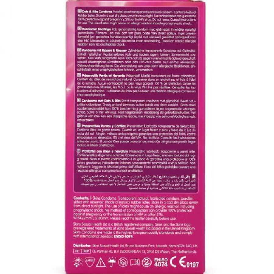 PRÉSERVATIFS PREMIUM SKINS - POINTS & STRIES PACK DE 8
