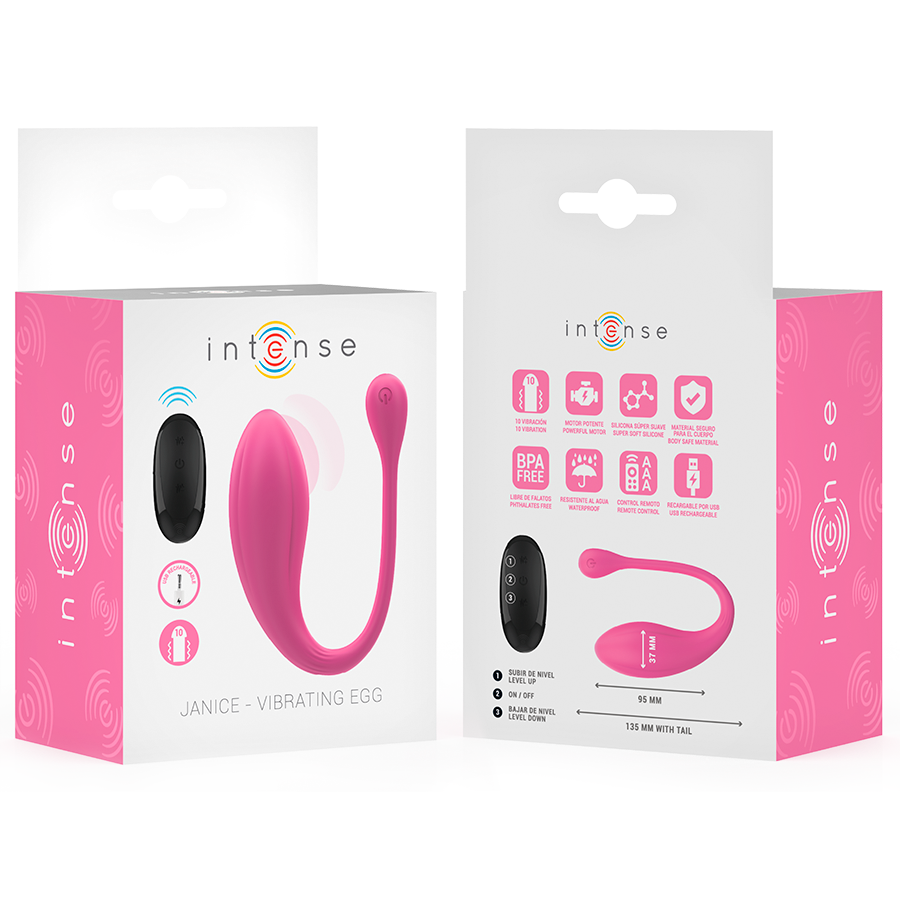 INTENSE - VIBRADOR JANICE U DE DOBLE ESTIMULACIÓN, 10 VIBRACIONES, ROSA, CONTROL REMOTO