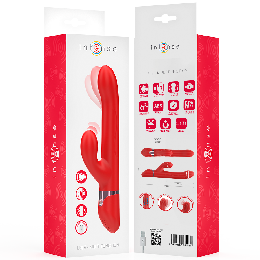 INTENSE - VIBRADOR MULTIFUNCIÓN LELE CON ROTACIÓN, OSCILACIÓN Y ESTIMULACIÓN ROJO