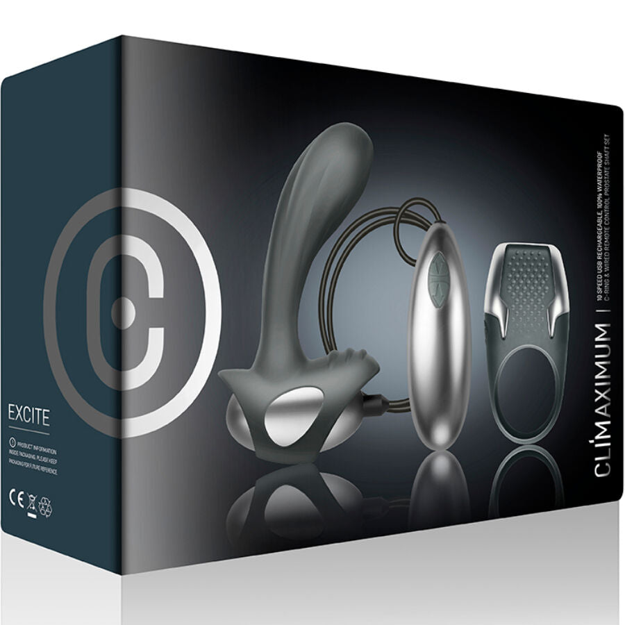 CLIMAXIMUM - EXCITE KIT COCK RING + WIRE PROSTATE MASSAGER