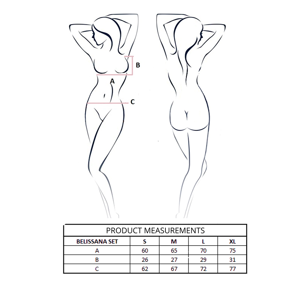 PASSION - BELISSANA BRA + THONG SET BLUE L/XL