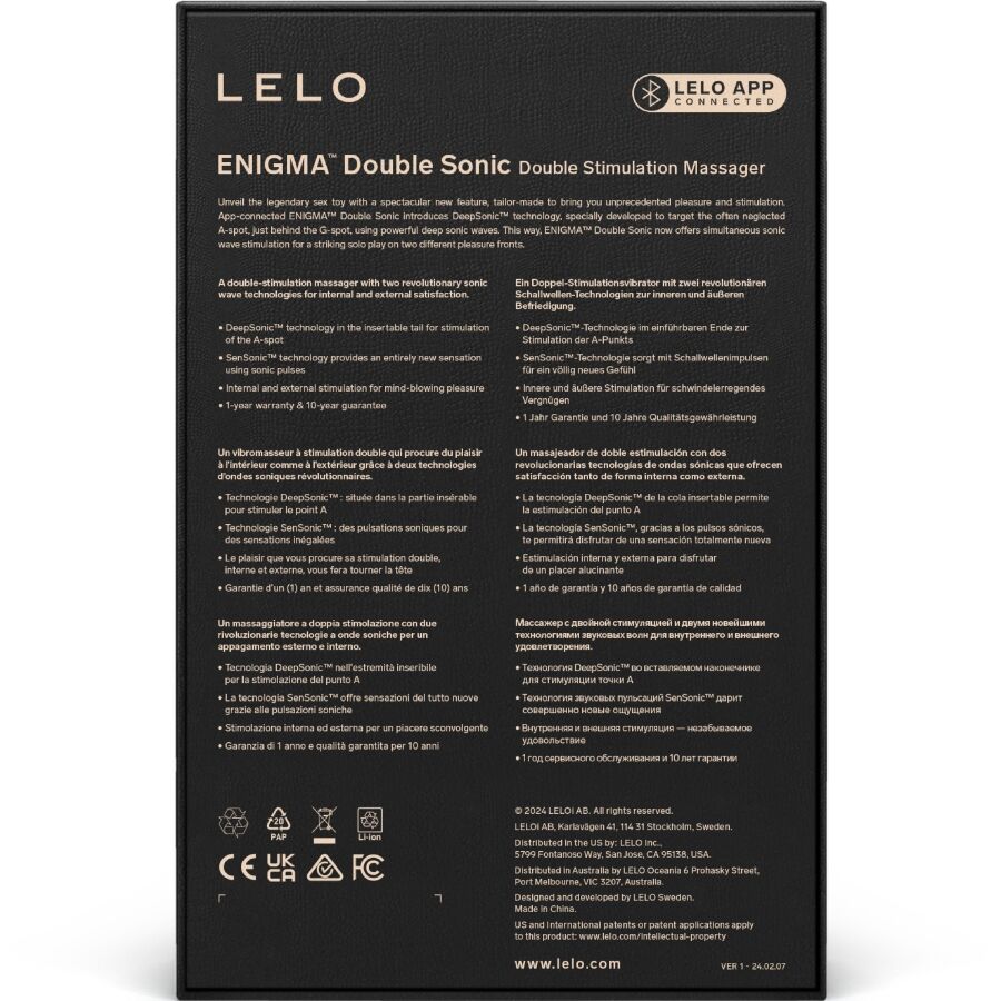 LELO - ENIGMA DOUBLE SONIC VIBRATOR POINT G CYBER PURPLE