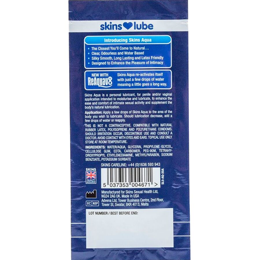 SKINS - LUBRICANTE ÍNTIMO CON BASE ACUOSA MONODOSIS 5 ML