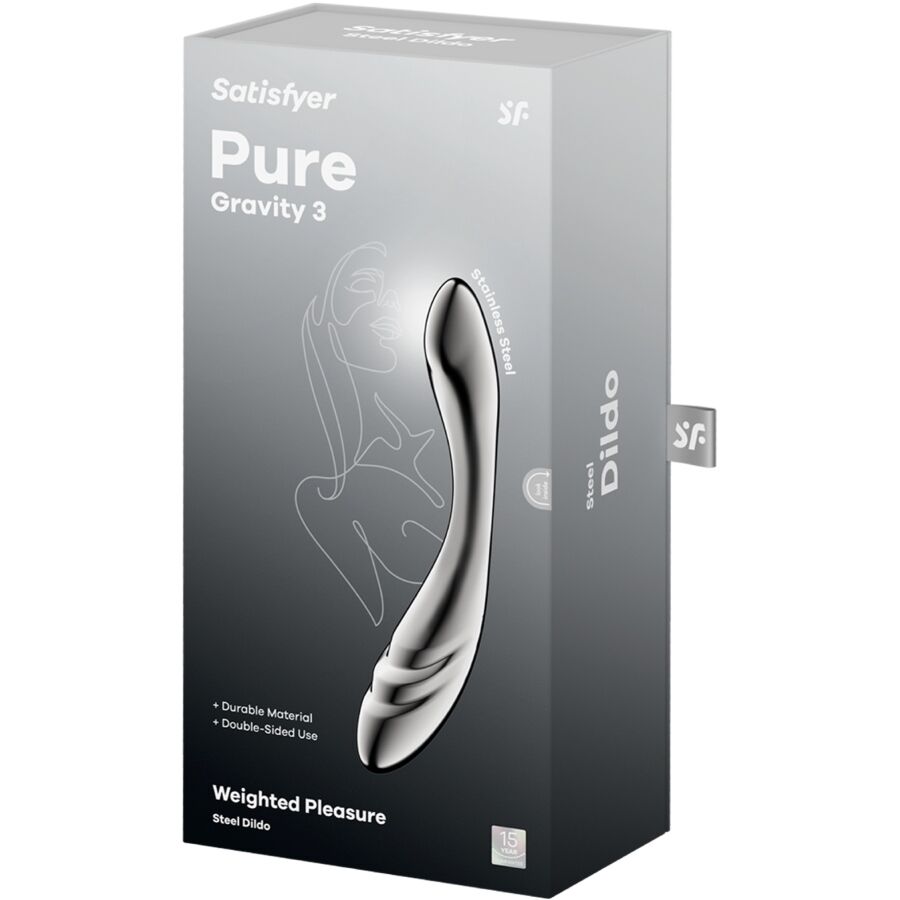 SATISFYER - PURE GRAVITY 3 GODEMICHET DOUBLE EMBOUT EN ACIER INOXYDABLE