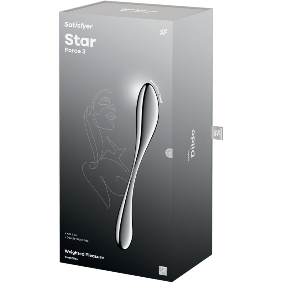 SATISFYER - STAR FORCE 3 DILDO DOUBLE-EXTRÉMITÉ EN ACIER INOXYDABLE