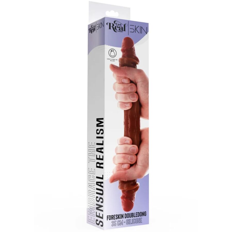 SOYEZ RÉALISTE - GODEMICHET DOUBLE EN SILICONE CARAMEL 35 CM