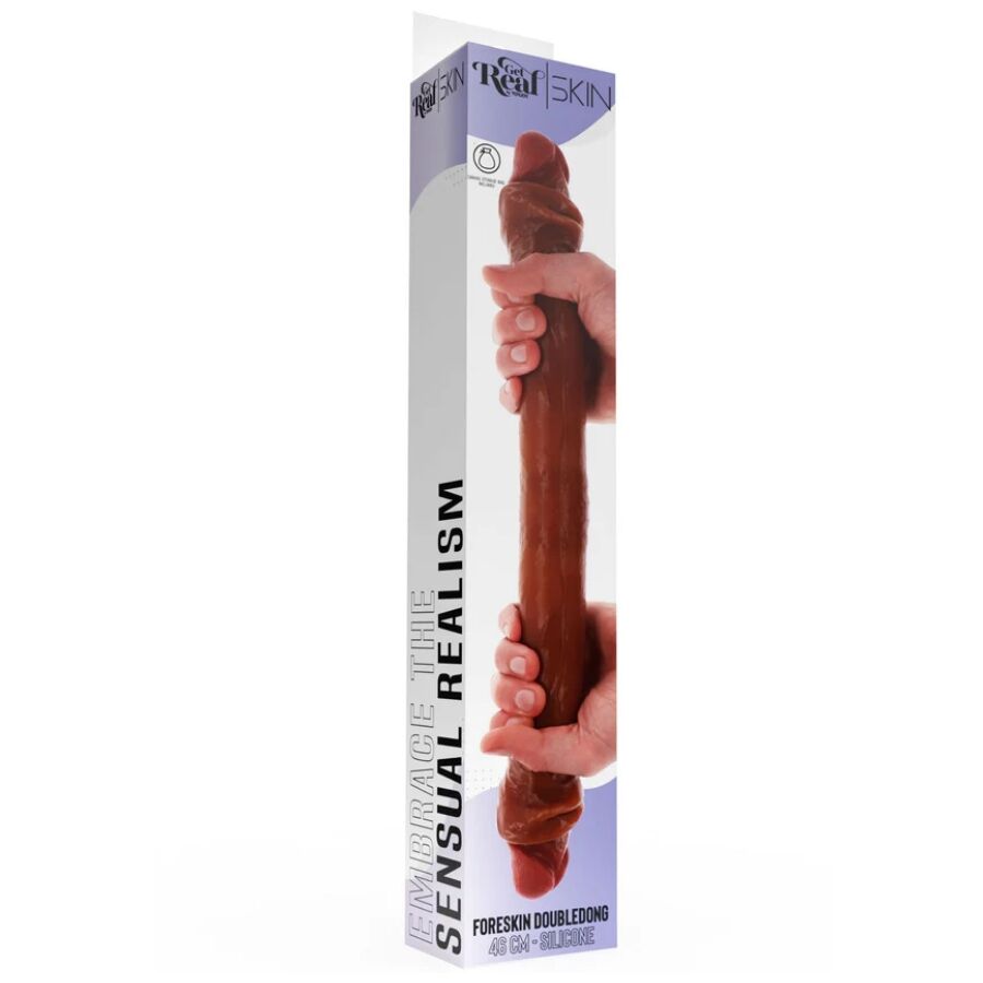 GET REAL - DILDO DE SILICONA DE DOBLE EXTREMO CARAMELO 46 CM