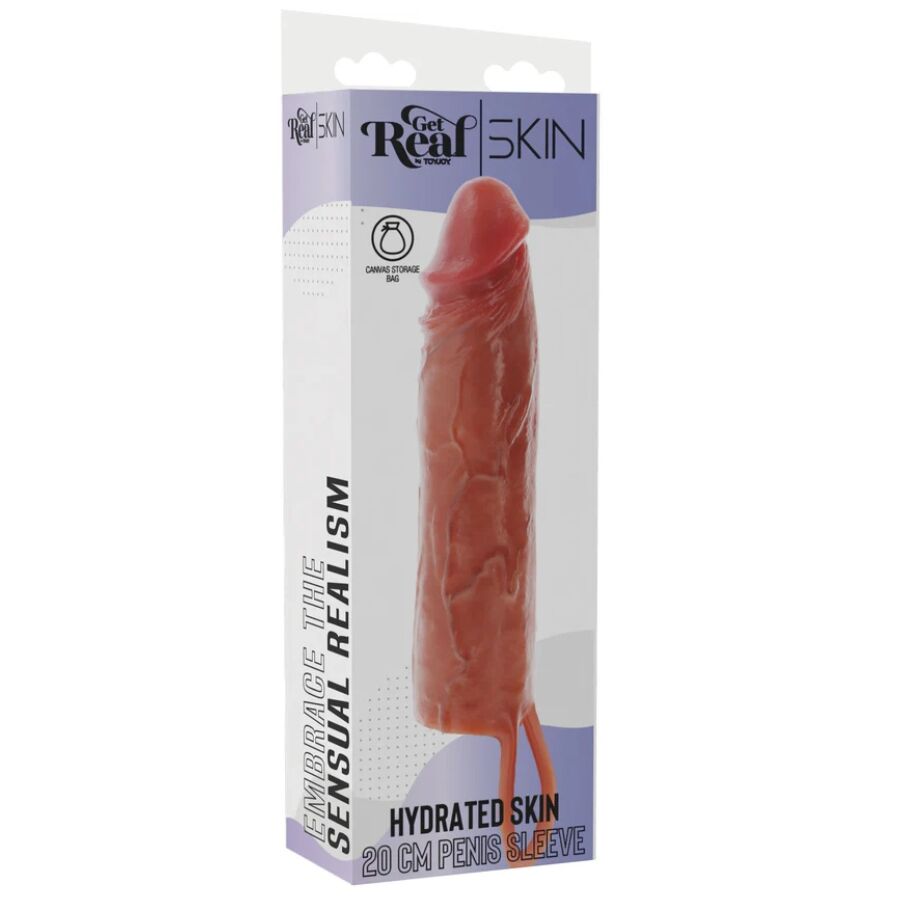 GET REAL - HYDRATED SKIN SILICONE PENIS SLEEVE CARAMEL 20 CM