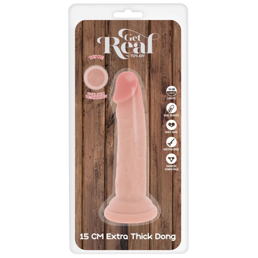 GET REAL - DILDO DE TPE DE DOBLE DENSIDAD GRUESO Y LUJOSO 15 CM