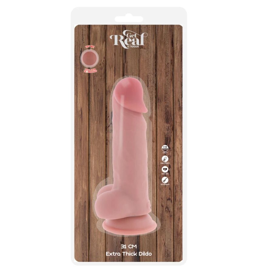 GET REAL - DELUXE REALISTIC PENIS WITH TESTICLES EXTRA THICK 31 CM
