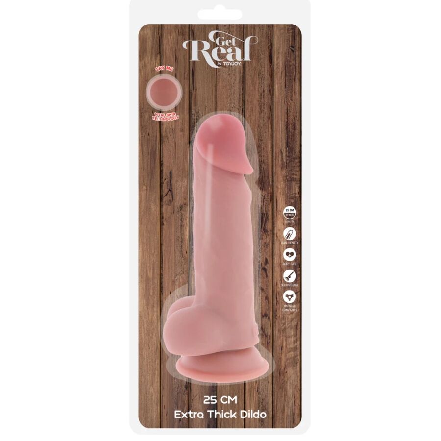 GET REAL - PENE REALISTA DE LUJO CON TESTÍCULOS EXTRA GRUESO 25 CM