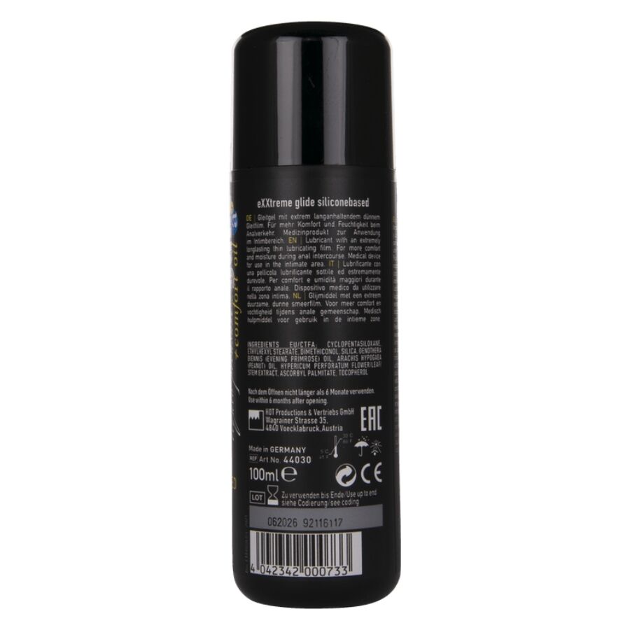 HOT - LUBRICANTE DE BASE DE SILICONA EXXTREME GLIDE + ACEITE DE CONFORT A+ 100 ML