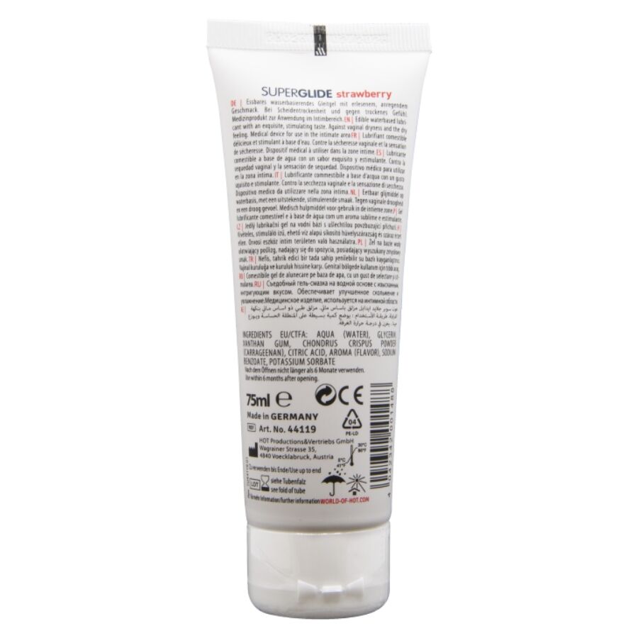 HOT - SUPERGLIDE LUBRICANTE COMESTIBLE A BASE DE AGUA FRESA 75 ML