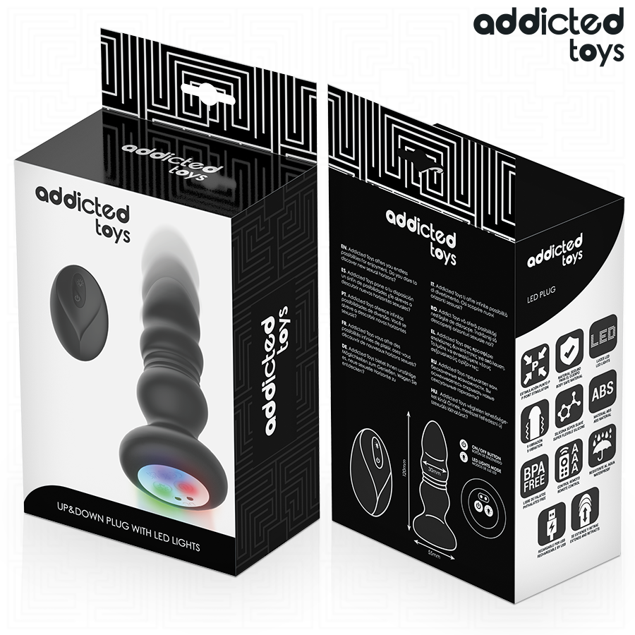 ADDICTED TOYS - PLUG ANAL VIBRANT POUSSANT, TÉLÉCOMMANDE LUMIÈRE LED