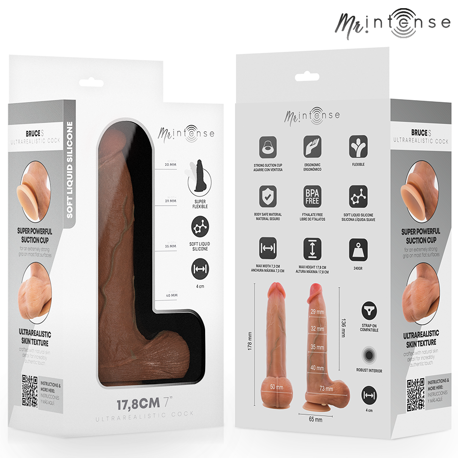MR INTENSE - DILDO DE SILICONA BRUCE S CON TESTÍCULOS 17,8 CM - Ø 4 CM