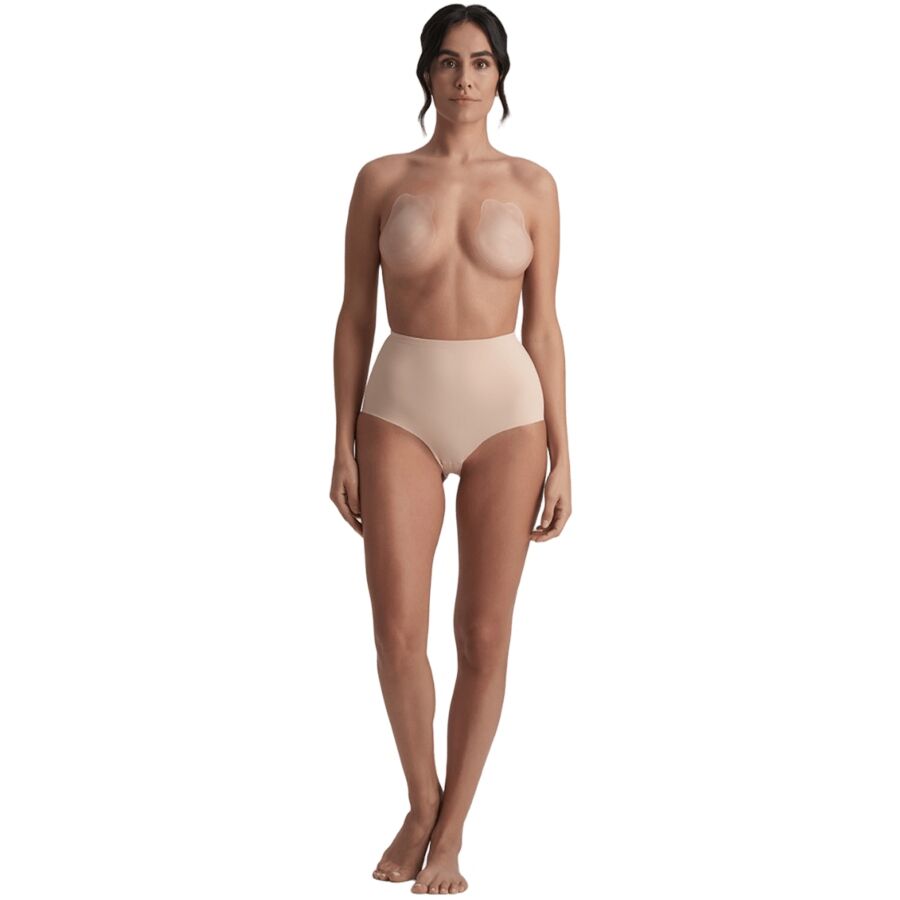 BYE-BRA - COPAS DE SILICONA TIPO CONEJO BEIGE TALLA XL
