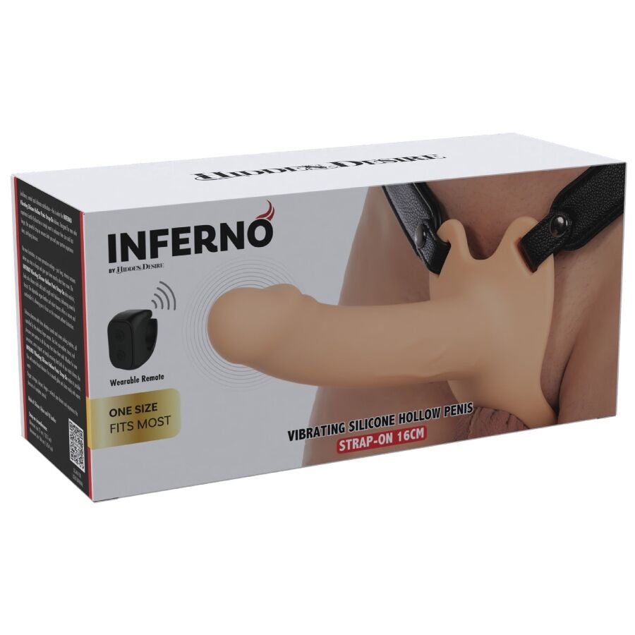 HIDDEN DESIRE - GAINE VIBRANTE PÉNIS STRAP-ON INFERNO 16 CM