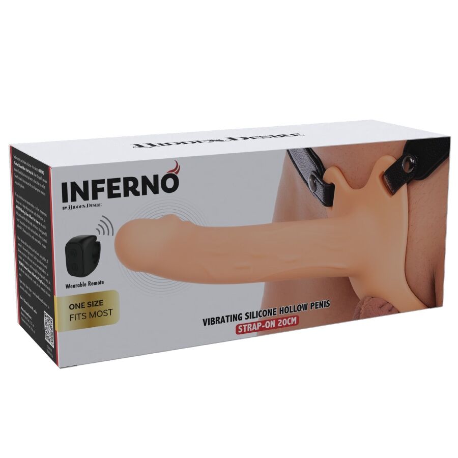 HIDDEN DESIRE - GAINE PÉNIS VIBRANTE STRAP-ON INFERNO 20 CM