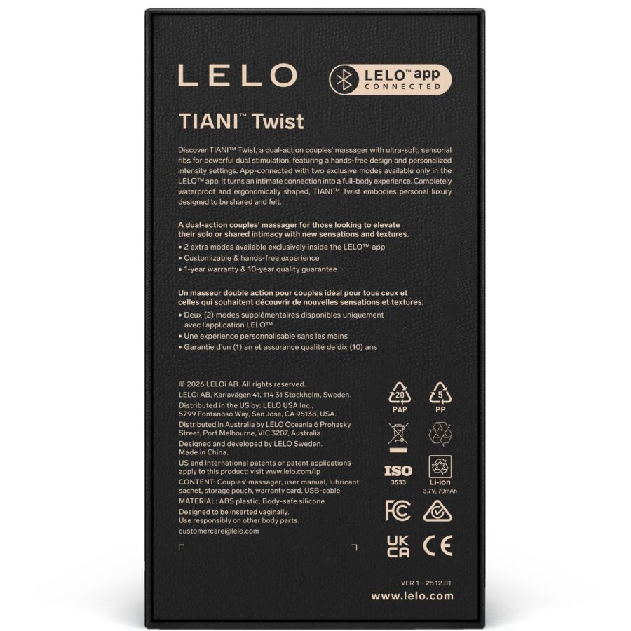 LELO - TIANI TWIST COUPLES VIBRATOR LAVENDER